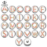 26pcs High A-Z Letters Alphabet Snap Jewelry 18/20mm Glass Snap Button
