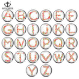 26pcs High A-Z Letters Alphabet Snap Jewelry 18/20mm Glass Snap Button