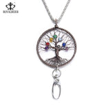 Purple Crystal Tree of Life Pendant Necklace