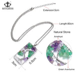 Purple Crystal Tree of Life Pendant Necklace