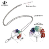 Purple Crystal Tree of Life Pendant Necklace