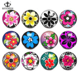 12pcs Mixed Flower Glass Snaps for Bracelet Making
