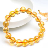 Natural Citrine Gemstone Bracelet 6/8/10MM Round Beads Jewelry Wristband