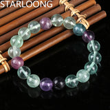 Natural Fluorite Stone Bracelet 6/8/10MM Beads Sweet Charm Bracelet Gift