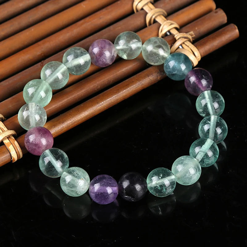 Natural Fluorite Stone Bracelet 6/8/10MM Beads Sweet Charm Bracelet Gift