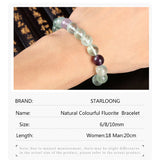 Natural Fluorite Stone Bracelet 6/8/10MM Beads Sweet Charm Bracelet Gift