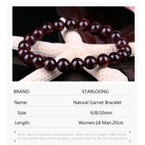 Natural Garnet Stone Bracelet 6/8/10MM Round Beads Jewelry