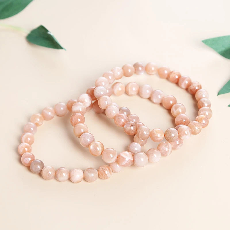 RUILONG Moon Sun Stone Bracelet 6/8/10MM Beads Jewelry Wristband Gift