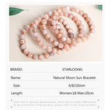 RUILONG Moon Sun Stone Bracelet 6/8/10MM Beads Jewelry Wristband Gift