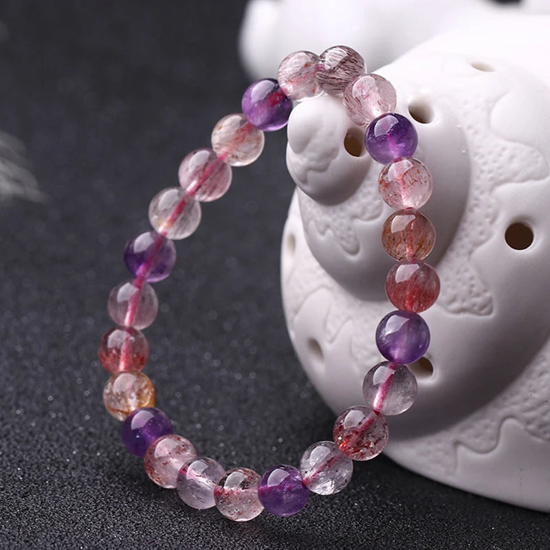 RUILONG Purple Ghost Stone Bracelet 6/8/10MM Sweet Charm Jewelry