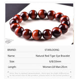Natural Red Tiger Eye Stone Bracelet 6/8/10MM Round Beads Jewelry