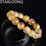 Rutilated Quartz Stone Bracelet 6/8/10MM Round Beads Jewelry Wristband