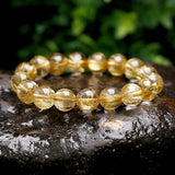 Rutilated Quartz Stone Bracelet 6/8/10MM Round Beads Jewelry Wristband