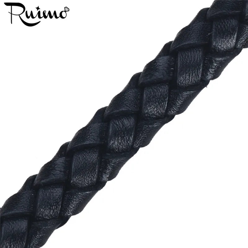 RUIMO 12*6mm Brown Red Leather Rope DIY Bracelet Making Cord