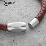 RUIMO 316L Stainless Steel 8mm Magnet Clasp Leather Bracelet DIY Jewelry
