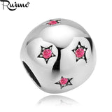 RUIMO 316L Stainless Steel Pink Crystal Charms Beads DIY Women Bracelet Necklace