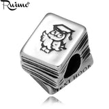 RUIMO Stainless Steel Doctor Owl Bead Charm for Bracelet DIY