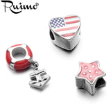 RUIMO Red Anchor Big Hole Spacer Beads Charms for Bracelet