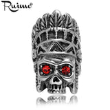RUIMO Indian Chief Magnet Buckle Red CZ Eye Skull Clasps