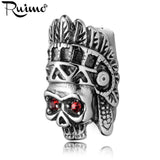 RUIMO Indian Chief Magnet Buckle Red CZ Eye Skull Clasps