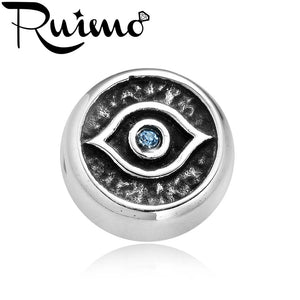 RUIMO European Beads Metal Eye Of Horus Peace Sign Stainless Steel Beads