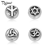 RUIMO European Beads Metal Eye Of Horus Peace Sign Stainless Steel Beads