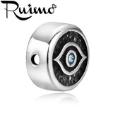 RUIMO European Beads Metal Eye Of Horus Peace Sign Stainless Steel Beads