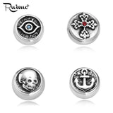 RUIMO European Beads Metal Eye Of Horus Peace Sign Stainless Steel Beads