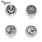 RUIMO European Beads Metal Eye Of Horus Peace Sign Stainless Steel Beads