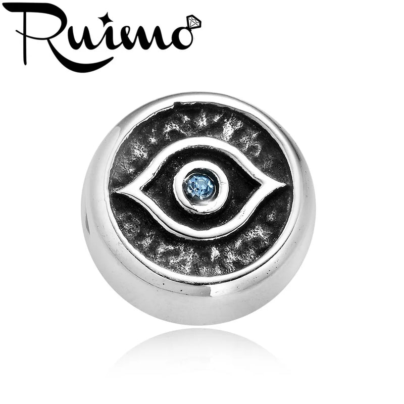 RUIMO European Beads Metal Eye Of Horus Peace Sign Stainless Steel Beads