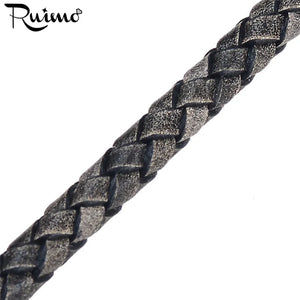 RUIMO 6mm Red Gray Leather Cord Bracelet Jewelry Making