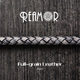 RUIMO 6mm Red Gray Leather Cord Bracelet Jewelry Making