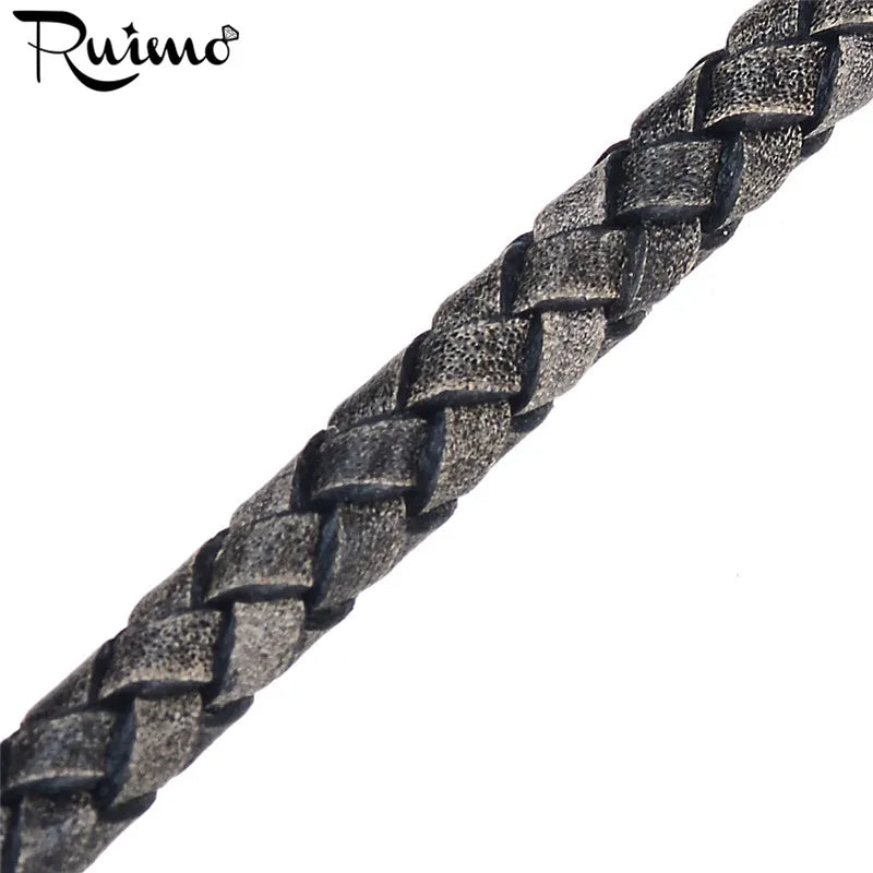 RUIMO 6mm Red Gray Leather Cord Bracelet Jewelry Making
