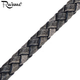 RUIMO 6mm Red Gray Leather Cord Bracelet Jewelry Making