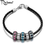 RUIMO Stainless Steel Spiral Stripe Spacer Beads Charms Bracelet