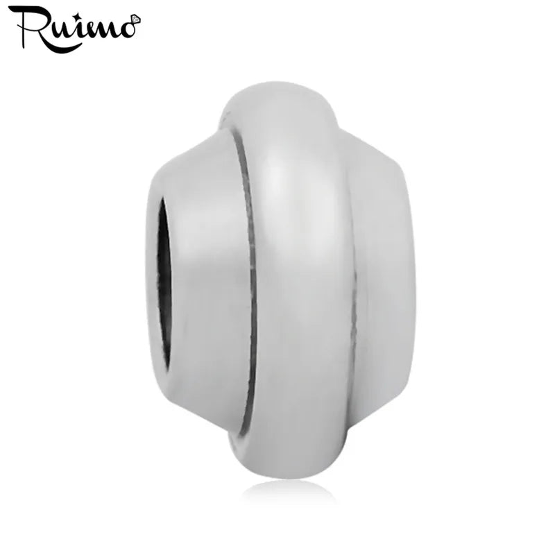 RUIMO Stainless Steel Spiral Stripe Spacer Beads Charms Bracelet