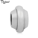 RUIMO Stainless Steel Spiral Stripe Spacer Beads Charms Bracelet