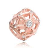 RUIMO Rose Crystal Hollow Beads Stainless Steel Charm Beads