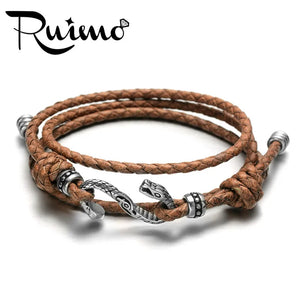 RUIMO Snake Bracelet String Leather Wrap Rope Adjustable Hook Jewelry