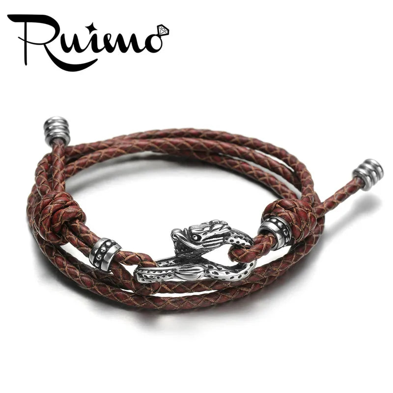 RUIMO Snake Bracelet String Leather Wrap Rope Adjustable Hook Jewelry