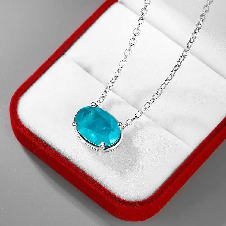 Delicate Silver Paraiba Tourmaline Pendant Necklace