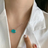 Delicate Silver Paraiba Tourmaline Pendant Necklace
