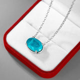 Delicate Silver Paraiba Tourmaline Pendant Necklace