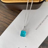 Natural Paraiba Tourmaline Pendant Necklace Silver Charms Sweater Choker