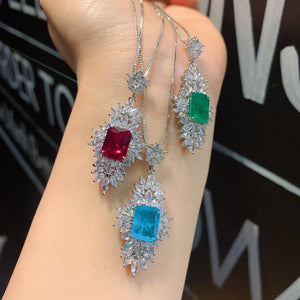 RUZZALLAT Paraiba Tourmaline Emerald Ruby Pendant Necklace