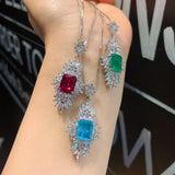 RUZZALLAT Paraiba Tourmaline Emerald Ruby Pendant Necklace