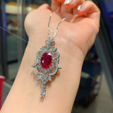 Vintage Women Paraiba Tourmaline Aquamarine Pendant Necklace
