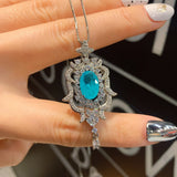 Vintage Women Paraiba Tourmaline Aquamarine Pendant Necklace