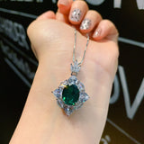 Paraiba Tourmaline Pendant Necklace Silver Charms Sweater Necklace with Chain