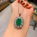 Paraiba Tourmaline Lab Emerald Pendant Necklace Silver Women Jewelry